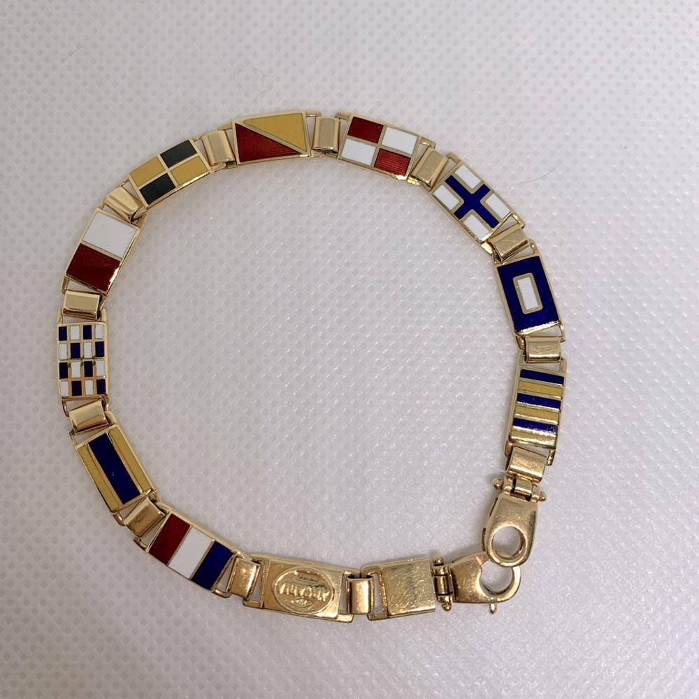 18k Nautical flags gold enameled bracelet. Arcadia